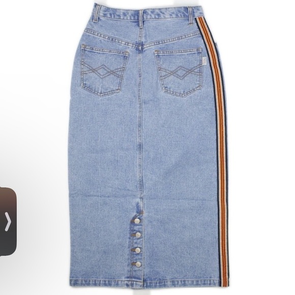 Vintage Deadstock Revolt High-Rise Midi Length Denim Skirt With Button Back - Picture 4 of 16